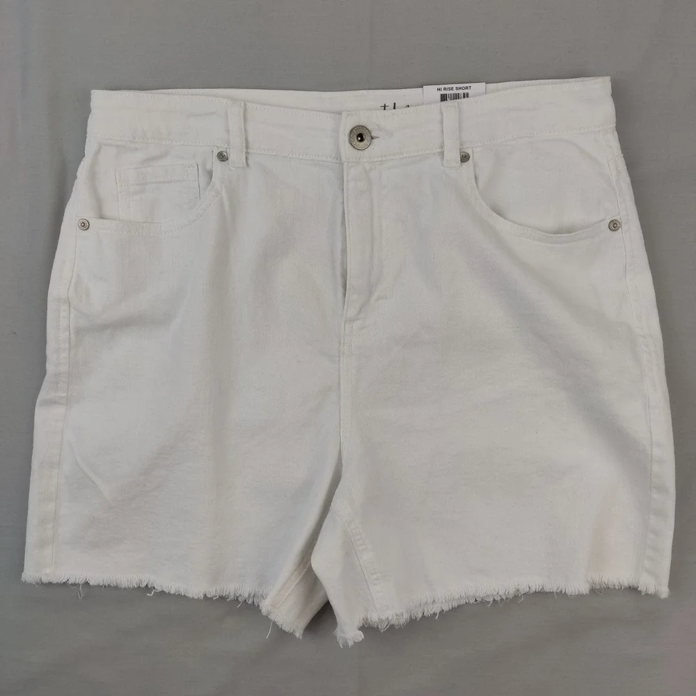 Style & Co Shorts Womens 14 White Hi Rise Short Bright White Raw Hem Denim New